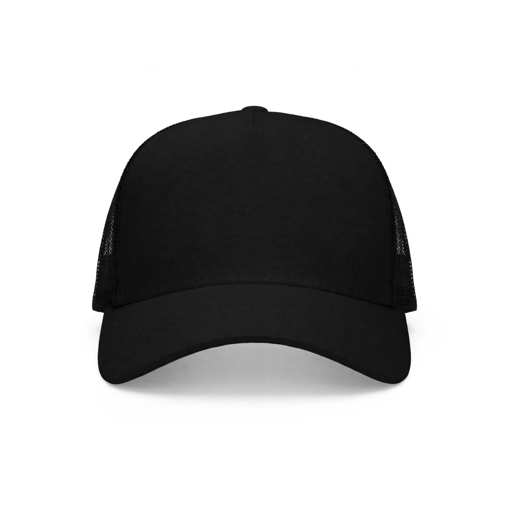Gorra Estilo Camionero Personalizada (DTF) — Negro frente