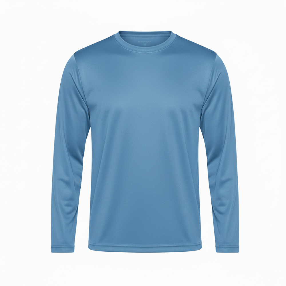 Camisa Manga Larga 100% Poliéster Personalizada — Azul Cielo frente