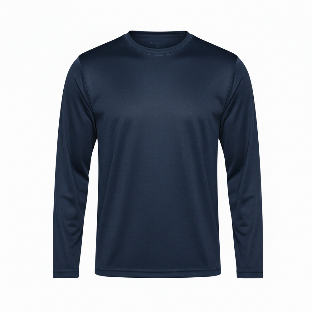 Camisa Manga Larga 100% Poliéster Personalizada — Azul Marino frente