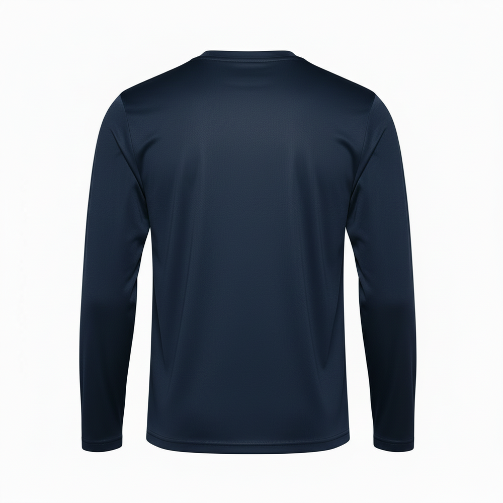 Camisa Manga Larga 100% Poliéster Personalizada — Azul Marino espalda