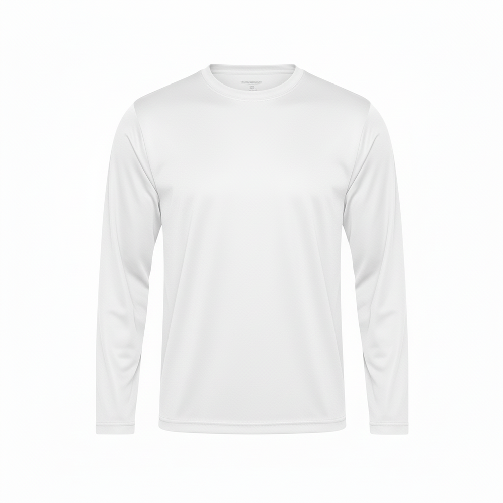 Camisa Manga Larga 100% Poliéster Personalizada — Blanco frente
