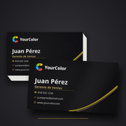 Tarjetas de Presentación Profesionales — presentación: pila de tarjetas y tarjeta de muestra con brillo Spot UV
