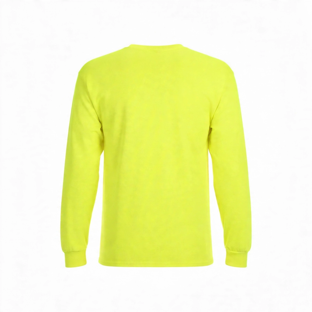 Camisa Manga Larga de Algodón Personalizada — Amarillo de Seguridad espalda