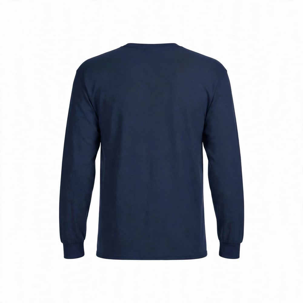 Camisa Manga Larga de Algodón Personalizada — Azul Marino espalda