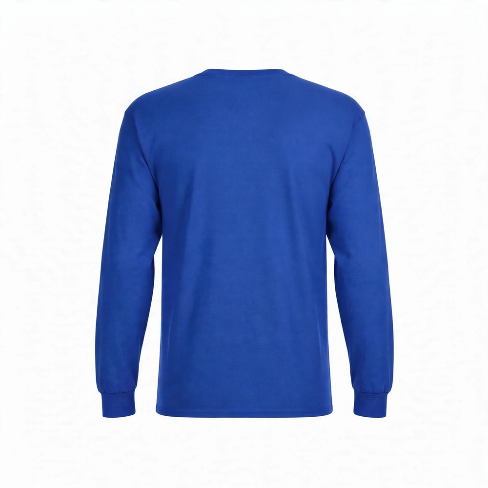 Camisa Manga Larga de Algodón Personalizada — Azul Royal espalda