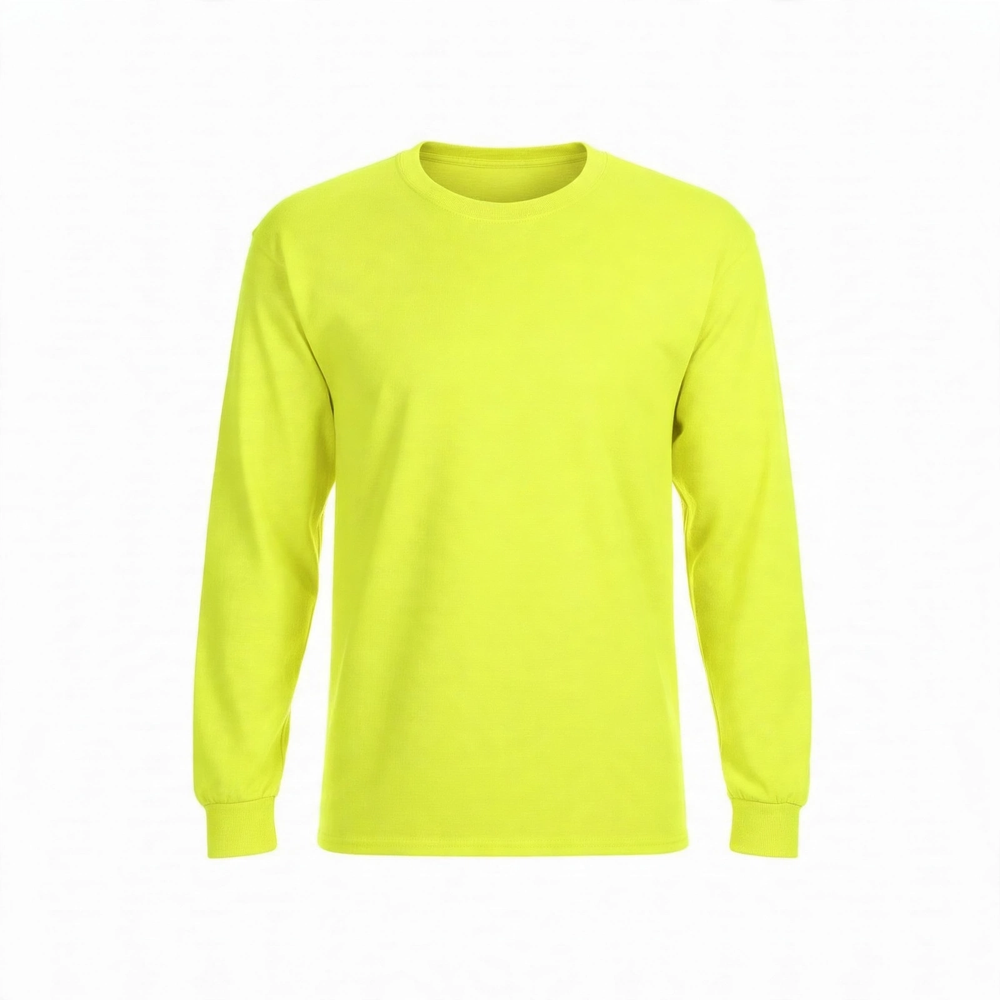 Camisa Manga Larga de Algodón Personalizada — Amarillo de Seguridad frente