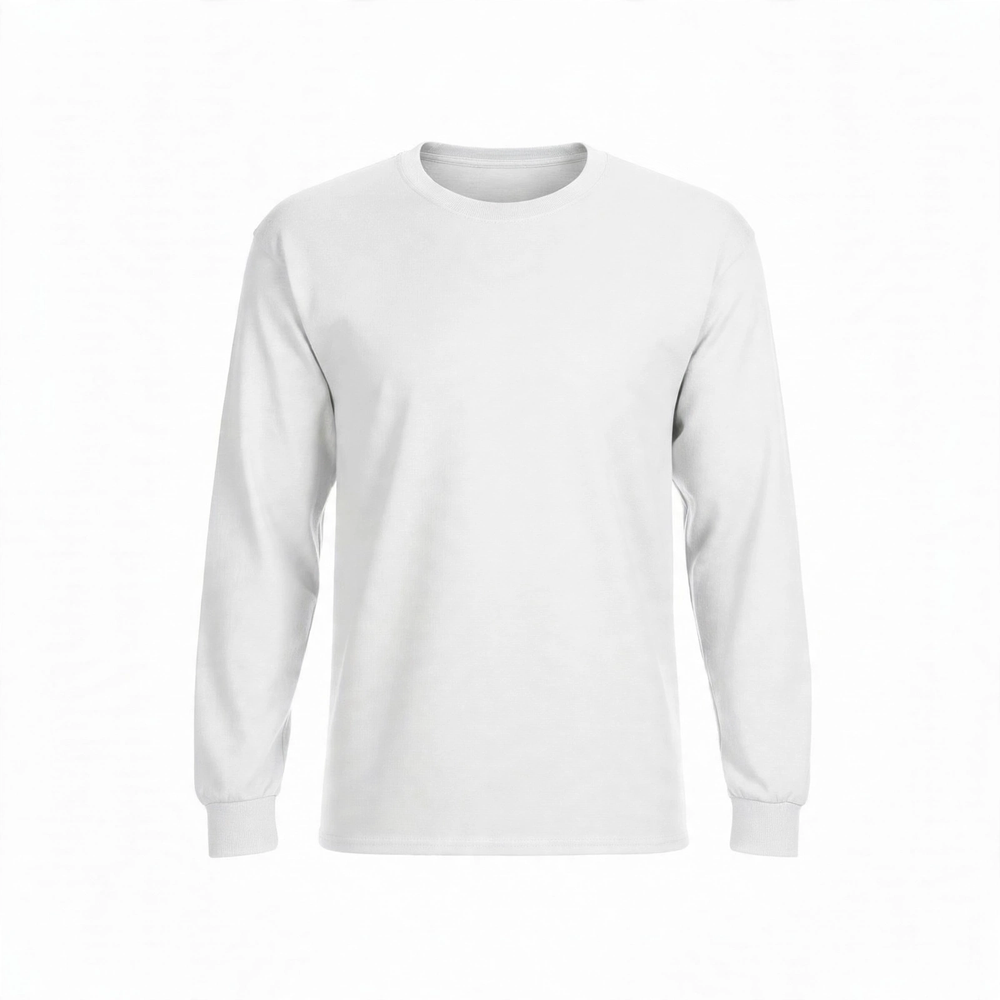 Camisa Manga Larga de Algodón Personalizada — Blanco frente