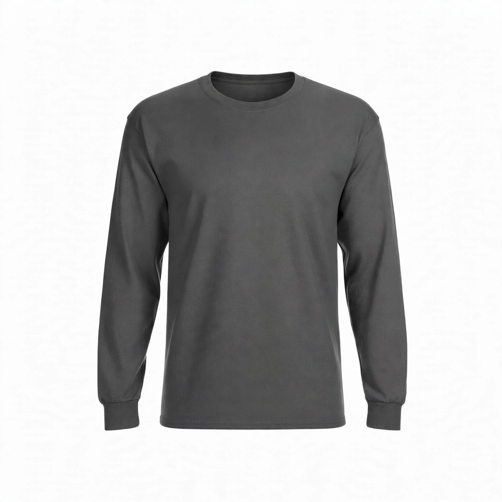 Camisa Manga Larga de Algodón Personalizada — Gris frente
