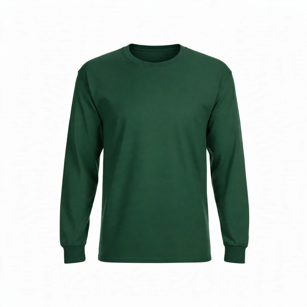 Camisa Manga Larga de Algodón Personalizada — Verde Bosque frente