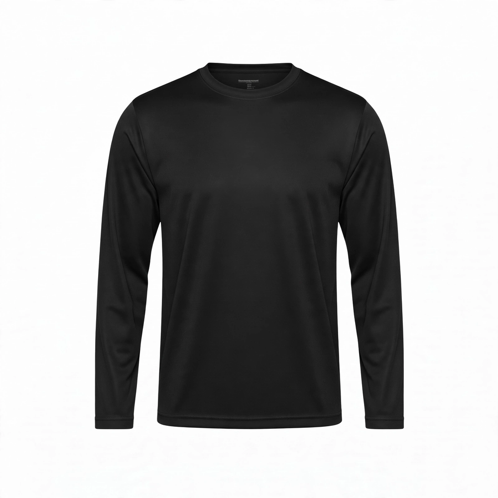 Camisa Manga Larga 100% Poliéster Personalizada — Negro frente