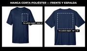 Presentación: frente y espalda con zonas de logo — Manga Corta Poliéster