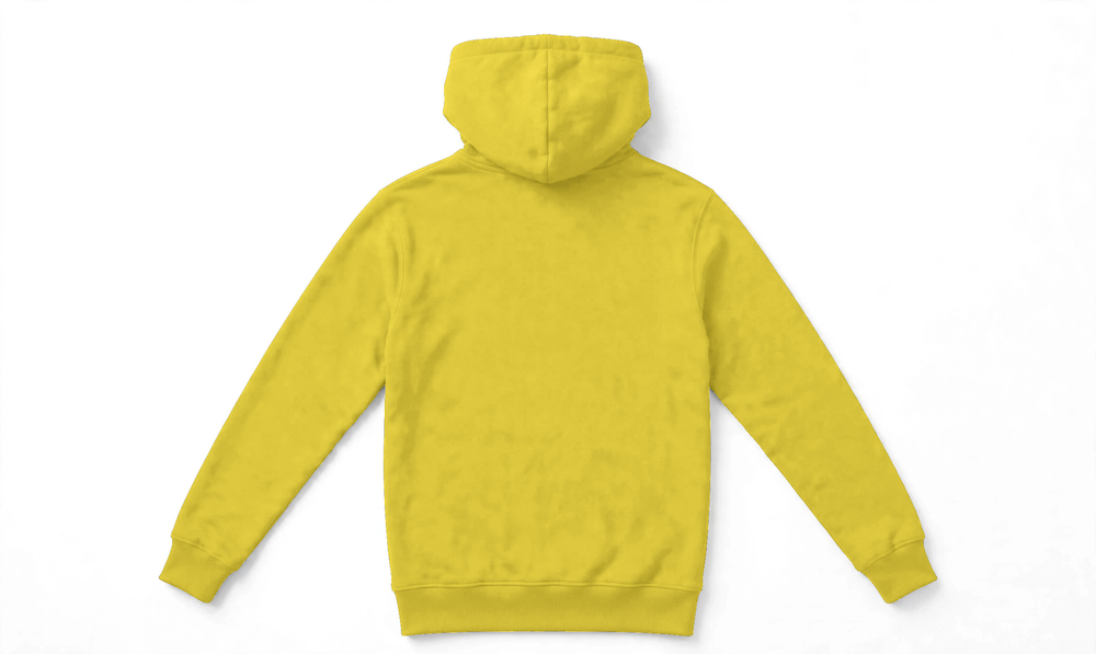 Suéter con Capucha de Algodón Personalizado — Amarillo de Seguridad espalda