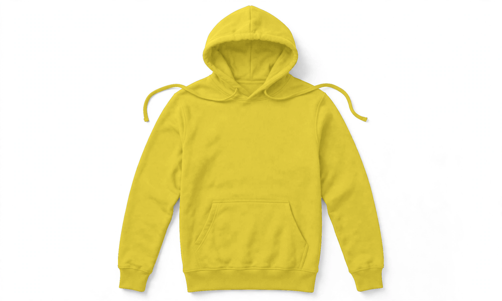Suéter con Capucha de Algodón Personalizado — Amarillo de Seguridad frente
