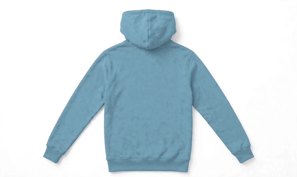 Suéter con Capucha de Algodón Personalizado — Azul Cielo espalda