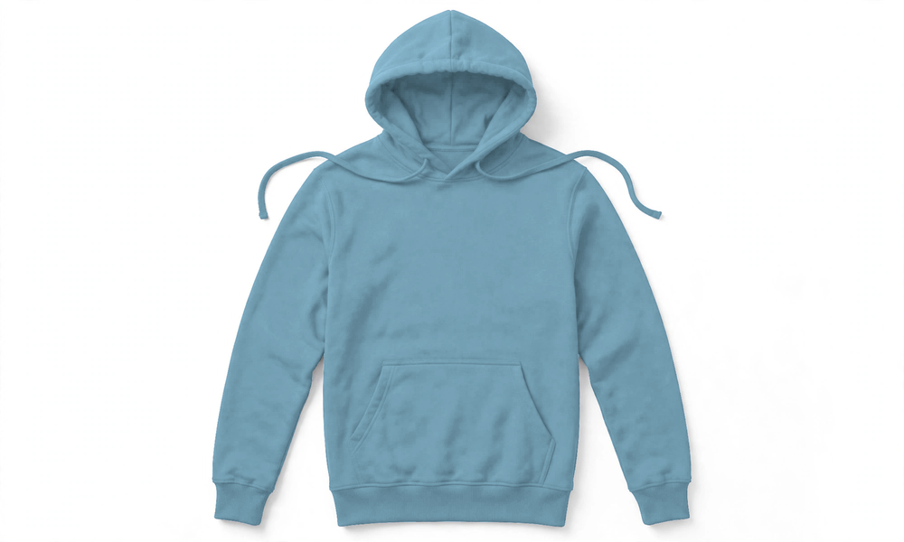 Suéter con Capucha de Algodón Personalizado — Azul Cielo frente