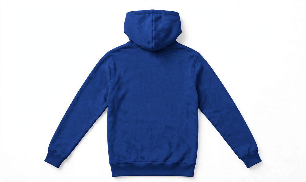 Suéter con Capucha de Algodón Personalizado — Azul Royal espalda