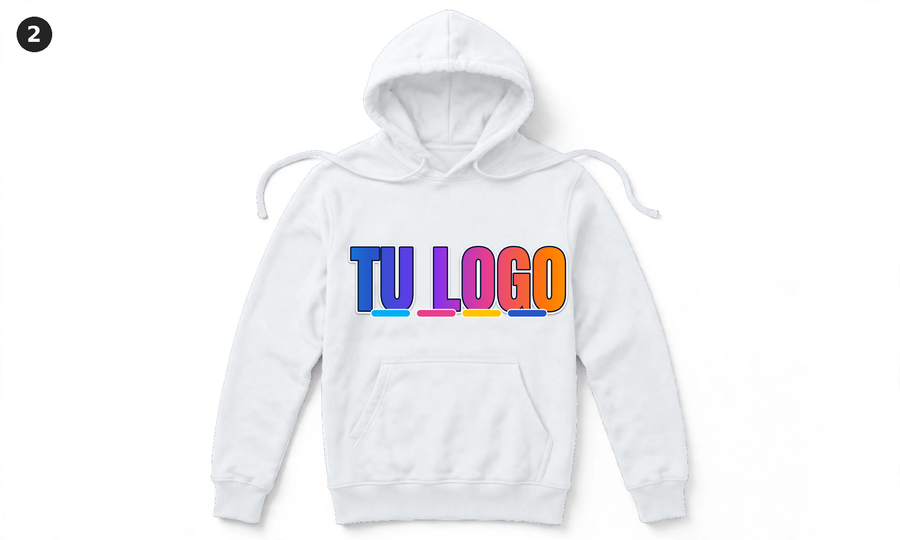 YC-OPCION-2-FRENTE-Blanco — logo de ejemplo grande en todo el pecho (solo frente)