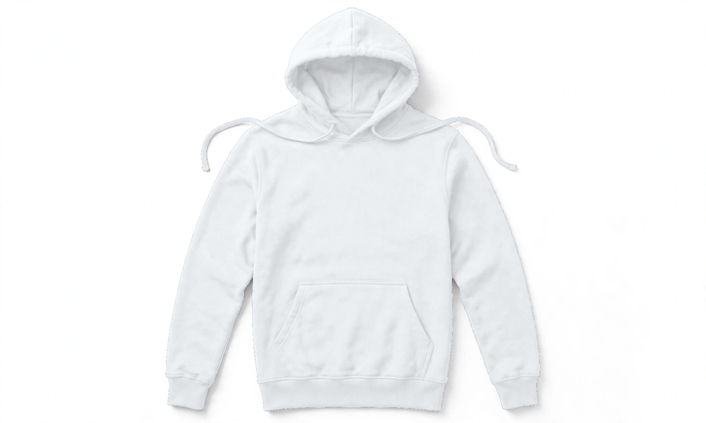 Suéter con Capucha de Algodón Personalizado — Blanco frente