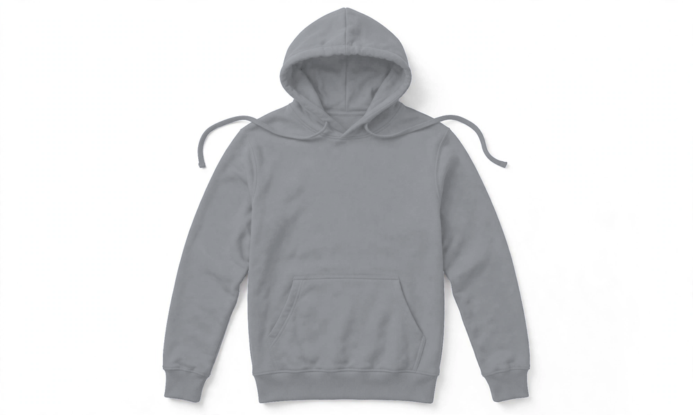 Suéter con Capucha de Algodón Personalizado — Gris frente
