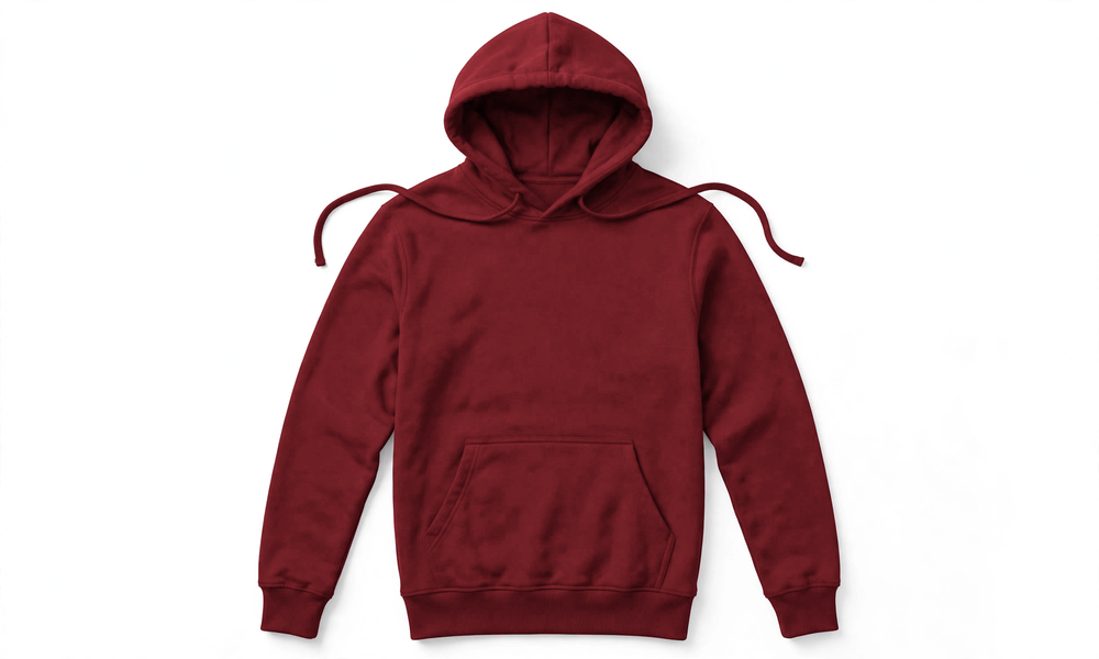 Suéter con Capucha de Algodón Personalizado — Rojo frente