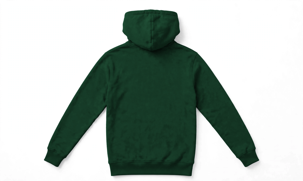 Suéter con Capucha de Algodón Personalizado — Verde Bosque espalda