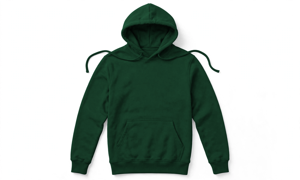 Suéter con Capucha de Algodón Personalizado — Verde Bosque frente